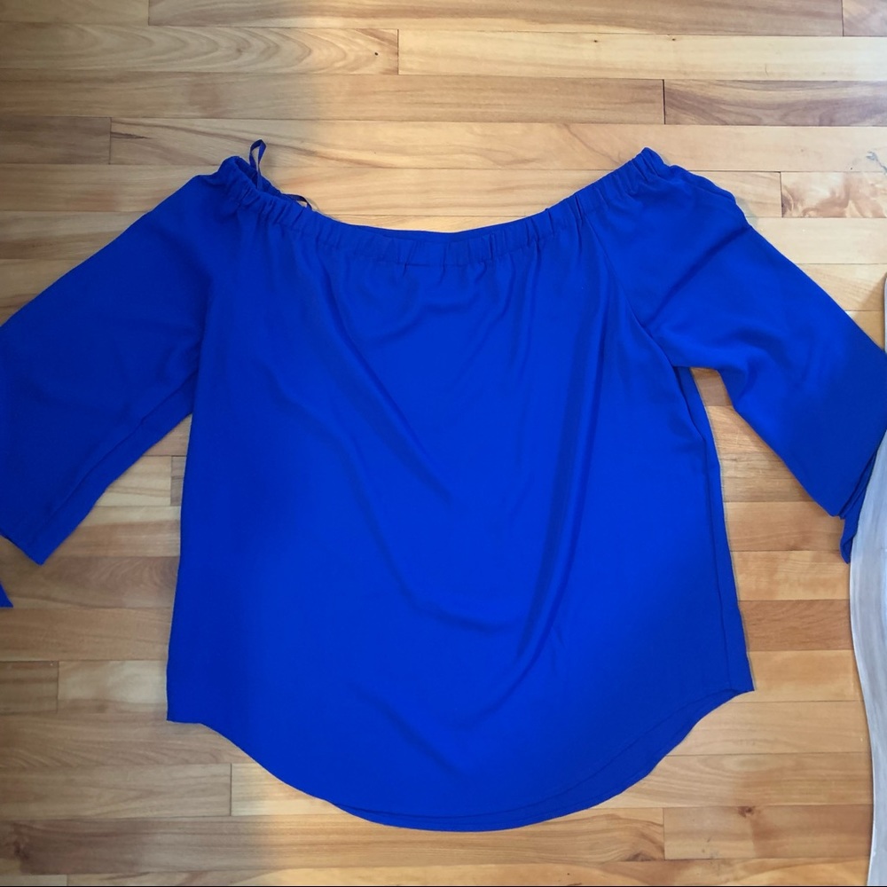 Chico's Royal Blue Off-Shoulder Blouse